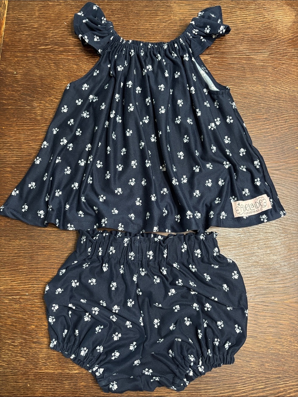 Adelaide Original Boutique Outfit Navy Floral Two-Piece Baby Girl Set Size 18 mo